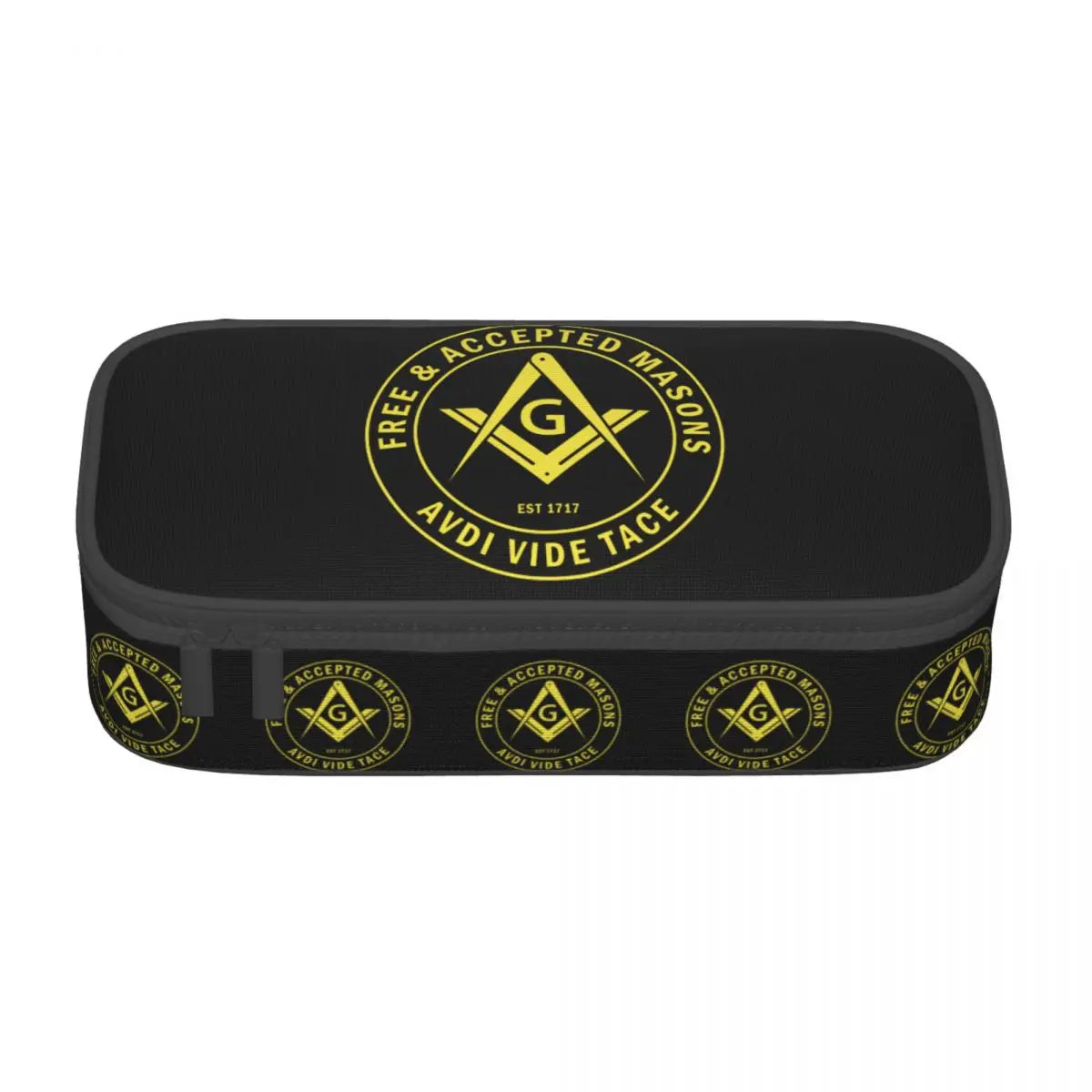 Custom Cute Gold Square Compass Masonic Freemason Pencil Cases for Freemasonry Mason Pencil Pouch School Accessories