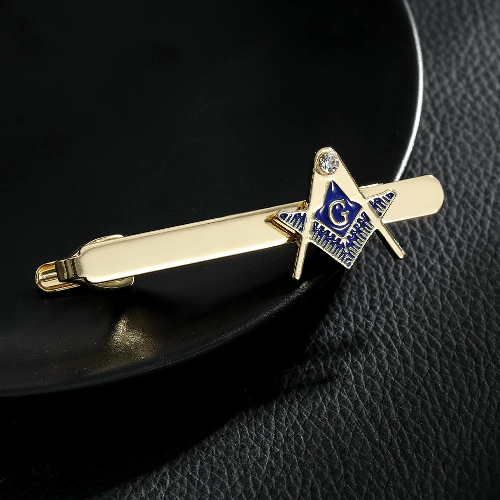 Golden Freemason Emblem Masonic Symbols Tie Clip For Mens
