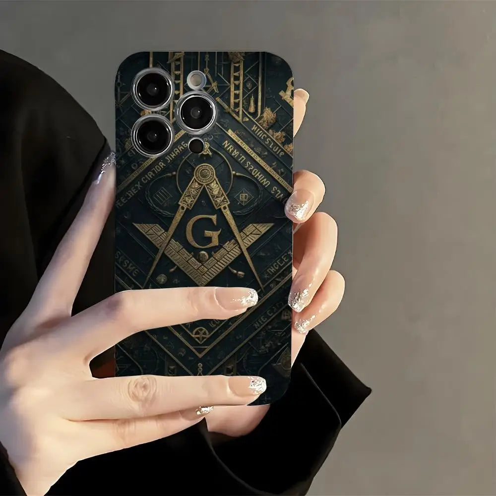 Freemason Painting Phone Case Phone Case  For IPhone 17 16 15 14 13 12 11 Pro Max X XR XSMax 7 8 Plus Glossy Film Hard PC Cover