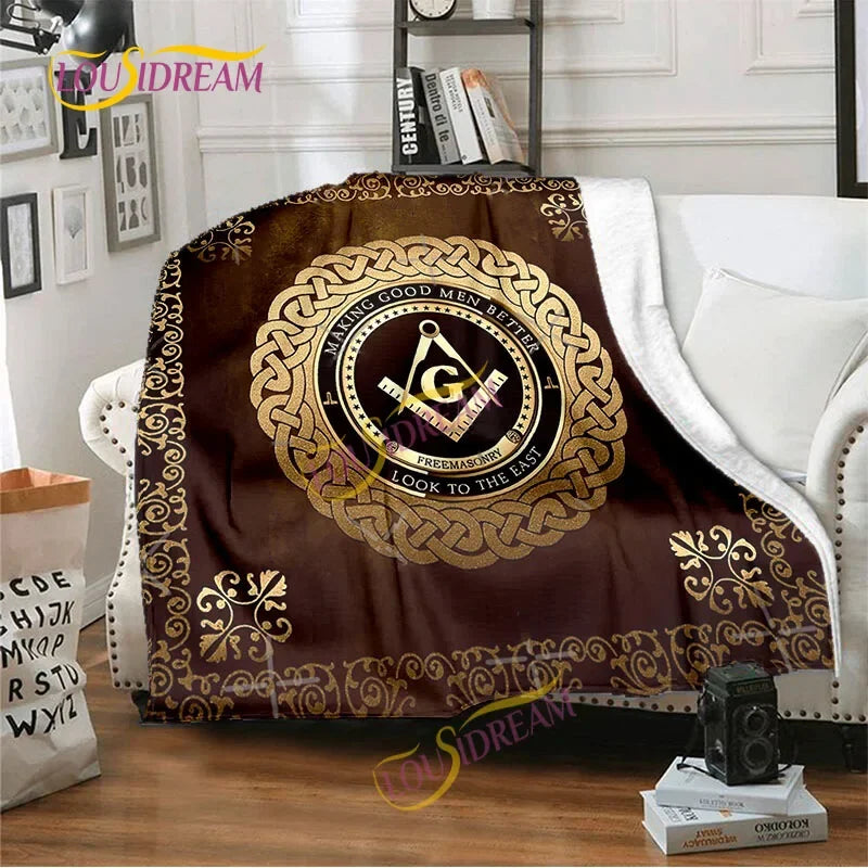 Creative Freemasonry Capital Community Blankets Masonic Lodge Soft Lightweight Thin Sheets Sofa Covers Hiking Warm Blankets.
