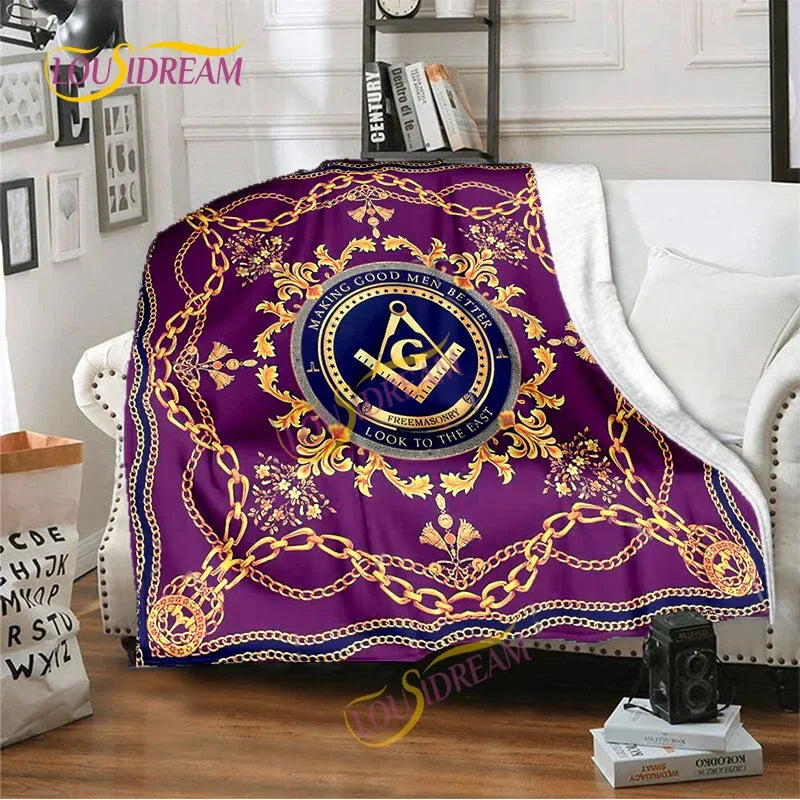 Creative Freemasonry Capital Community Blankets Masonic Lodge Soft Lightweight Thin Sheets Sofa Covers Hiking Warm Blankets.