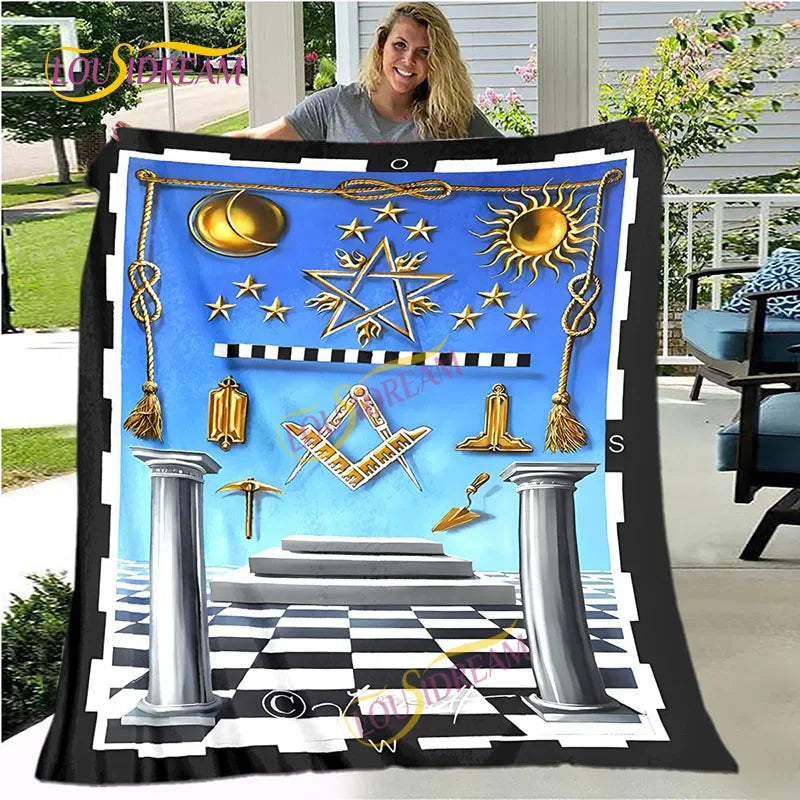 Creative Freemasonry Capital Community Blankets Masonic Lodge Soft Lightweight Thin Sheets Sofa Covers Hiking Warm Blankets.