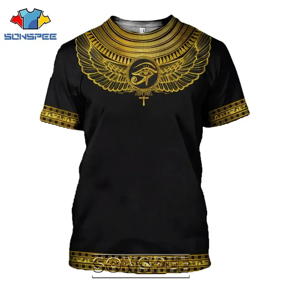 Summer 2024 Men's T-Shirt Casual 3D Printing Ancient Egypt Eye of Horus Egyptian Symbol T-Shirt Men's Women's Short Sleeve Plus