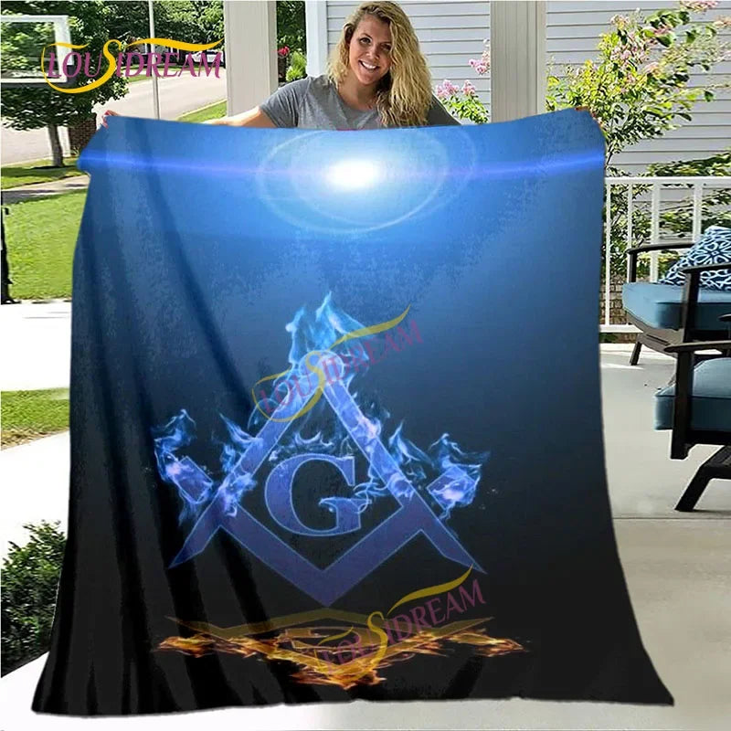 Creative Freemasonry Capital Community Blankets Masonic Lodge Soft Lightweight Thin Sheets Sofa Covers Hiking Warm Blankets.