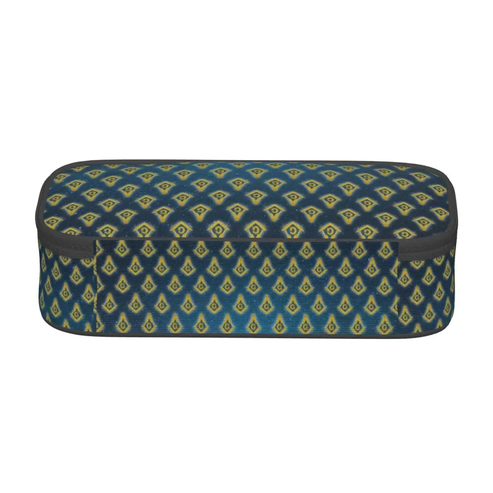 Custom Cute Gold Square Compass Masonic Freemason Pencil Cases for Freemasonry Mason Pencil Pouch School Accessories