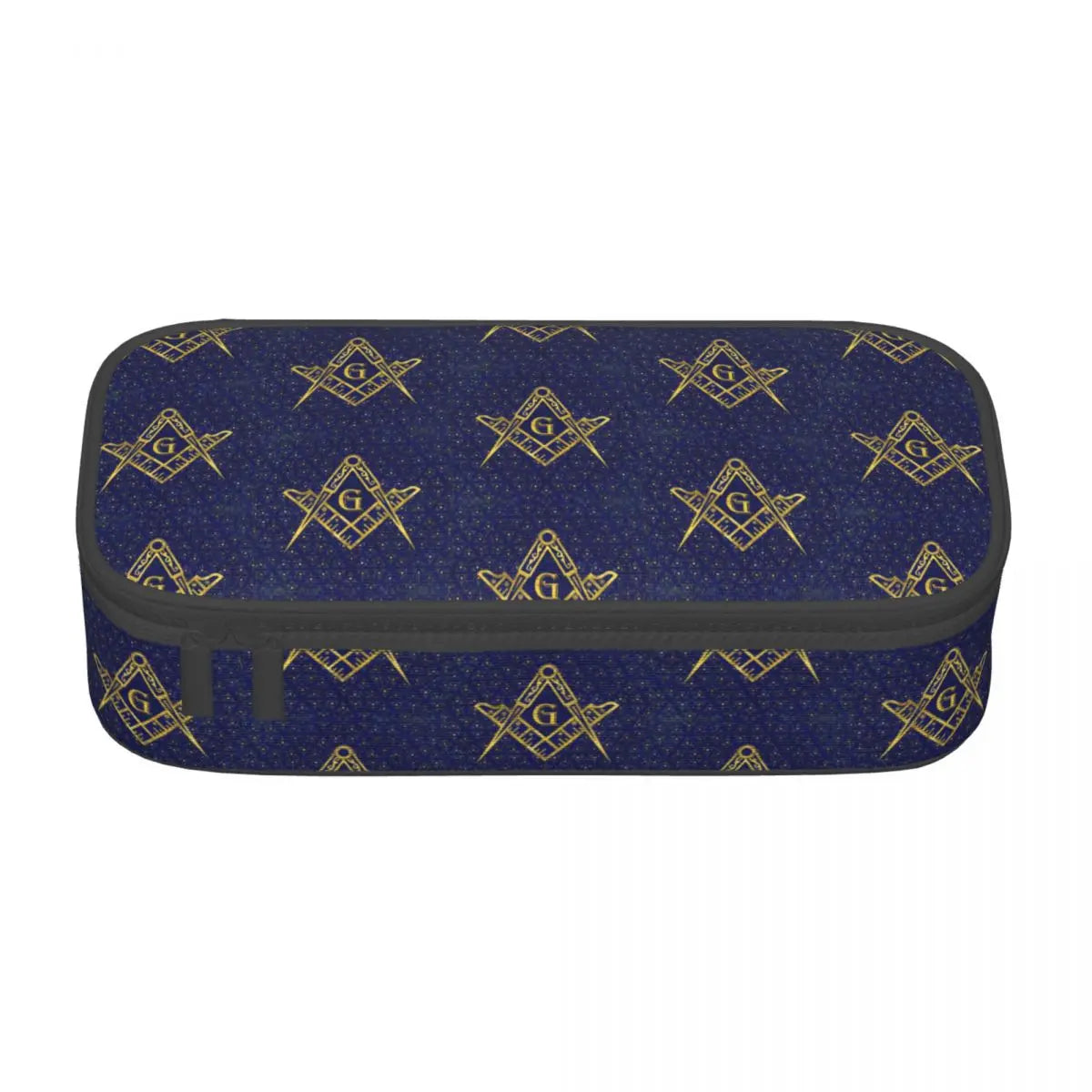Custom Cute Gold Square Compass Masonic Freemason Pencil Cases for Freemasonry Mason Pencil Pouch School Accessories