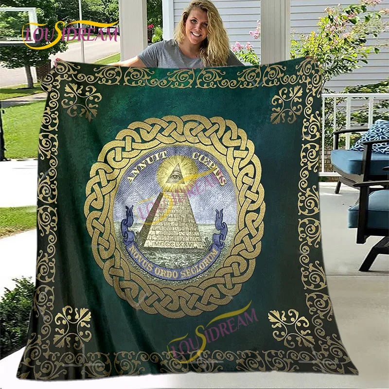 Creative Freemasonry Capital Community Blankets Masonic Lodge Soft Lightweight Thin Sheets Sofa Covers Hiking Warm Blankets.