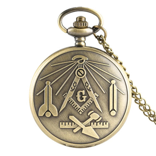 Bronze Masonic Vintage Necklace Pendant Quartz Clamshell Arabic