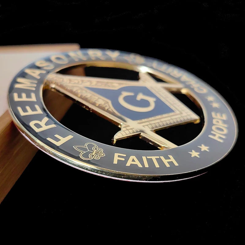 Masonic Car emblem "FAITH HOPE CHARITY "Badge Mason Freemason  Size 3'' NO.20 Symbol Gift for Freemason cloth accessories
