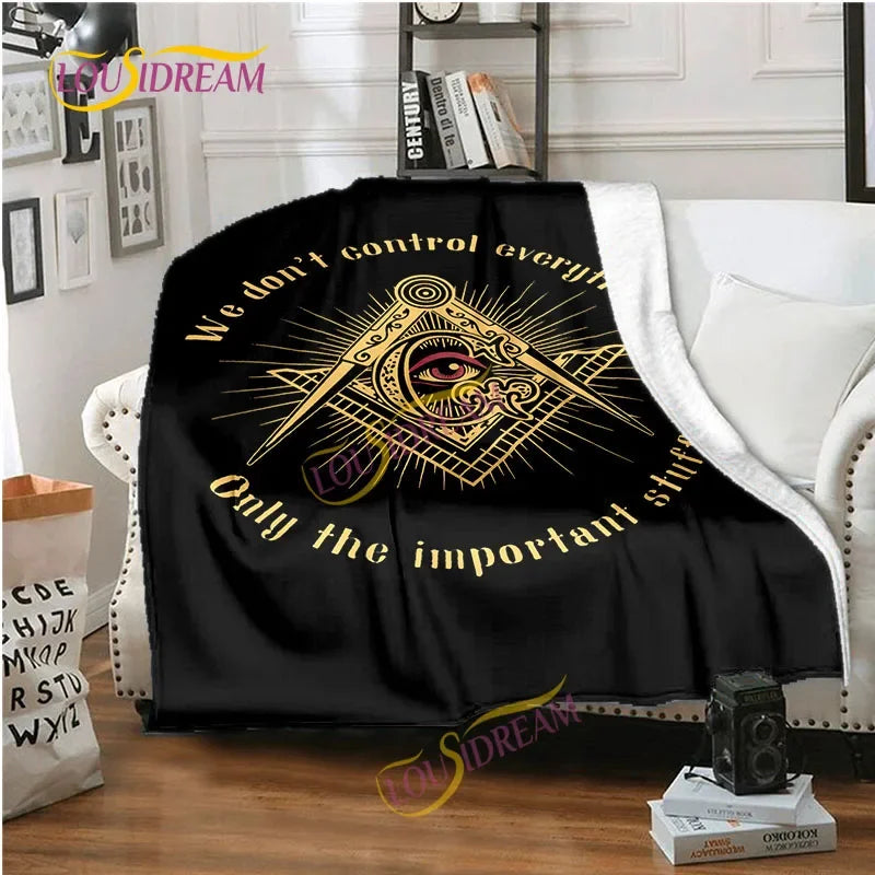 Creative Freemasonry Capital Community Blankets Masonic Lodge Soft Lightweight Thin Sheets Sofa Covers Hiking Warm Blankets.