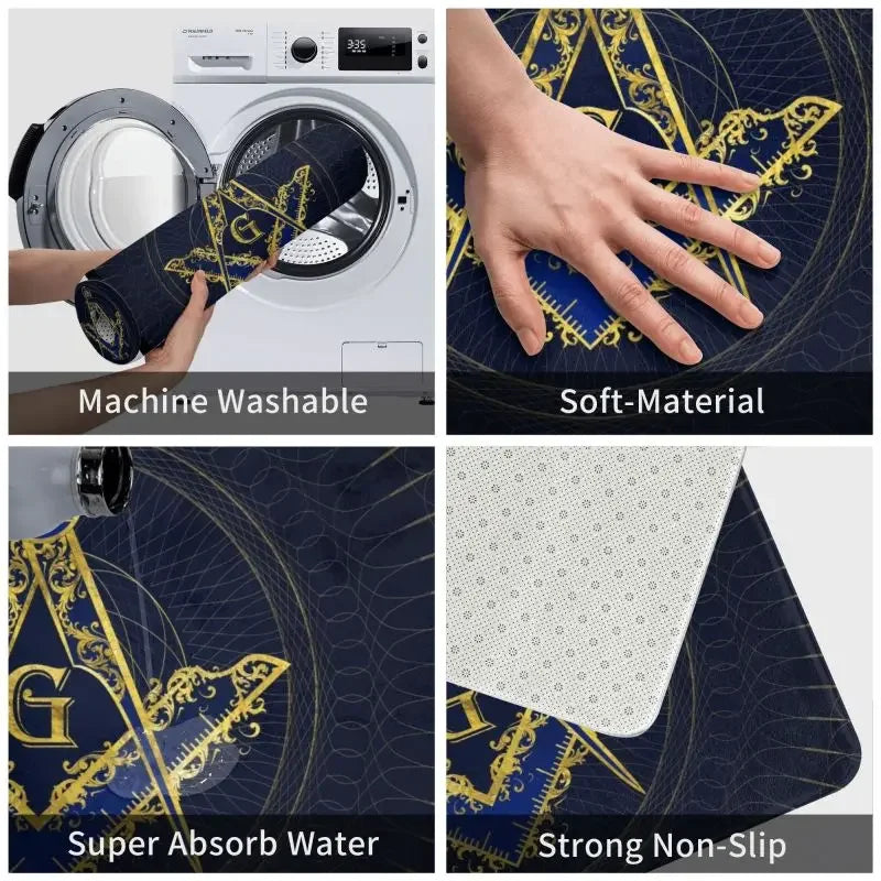 Freemason Evil Eye Symbol Front Entrance Doormat Decor Masonic Mason Kitchen Corridor Balcony Rugs Bathroom Anti-slip Floor Mat