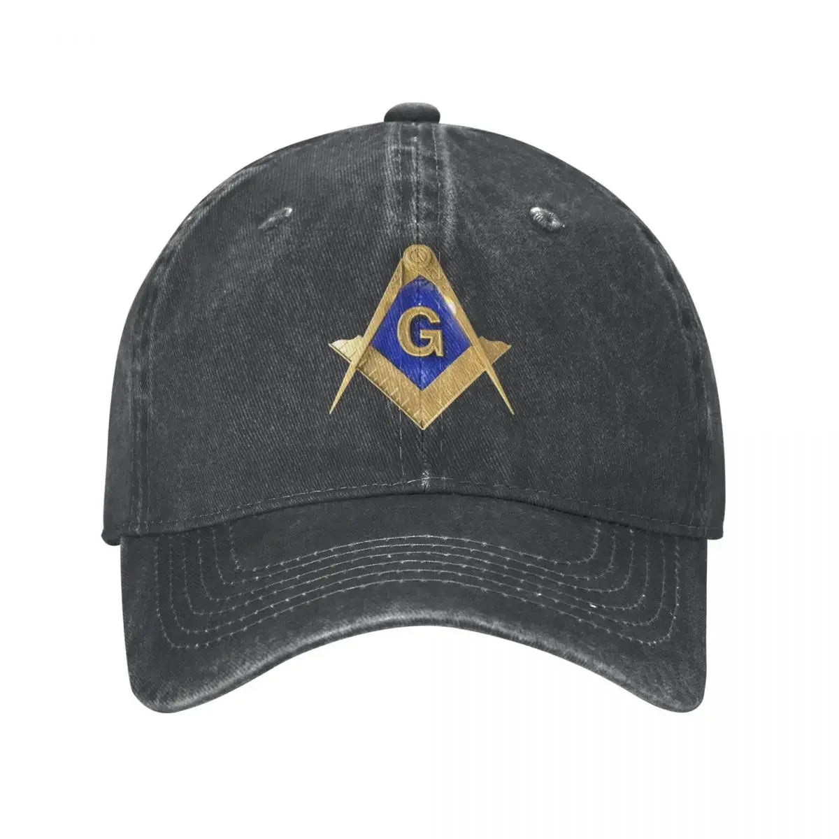 Baseball Cap Snapback Hat Punk Gold Square Compass Masonic Freemason