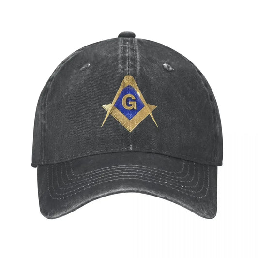 Baseball Cap Snapback Hat Punk Gold Square Compass Masonic Freemason