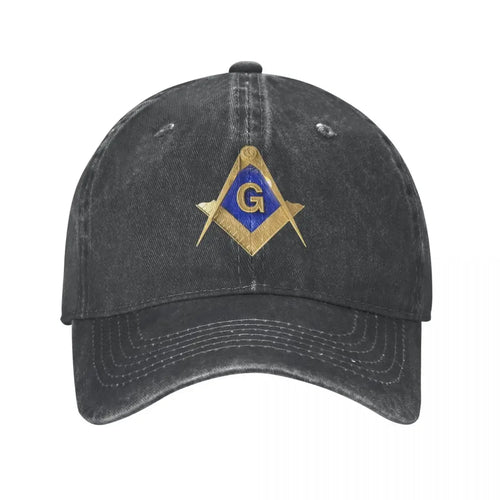 Baseball Cap Snapback Hat Punk Gold Square Compass Masonic Freemason