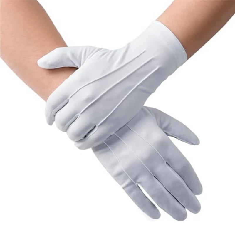 6Pairs White Gloves Pallbearer Funeral Masonic Parade Mittens Dress