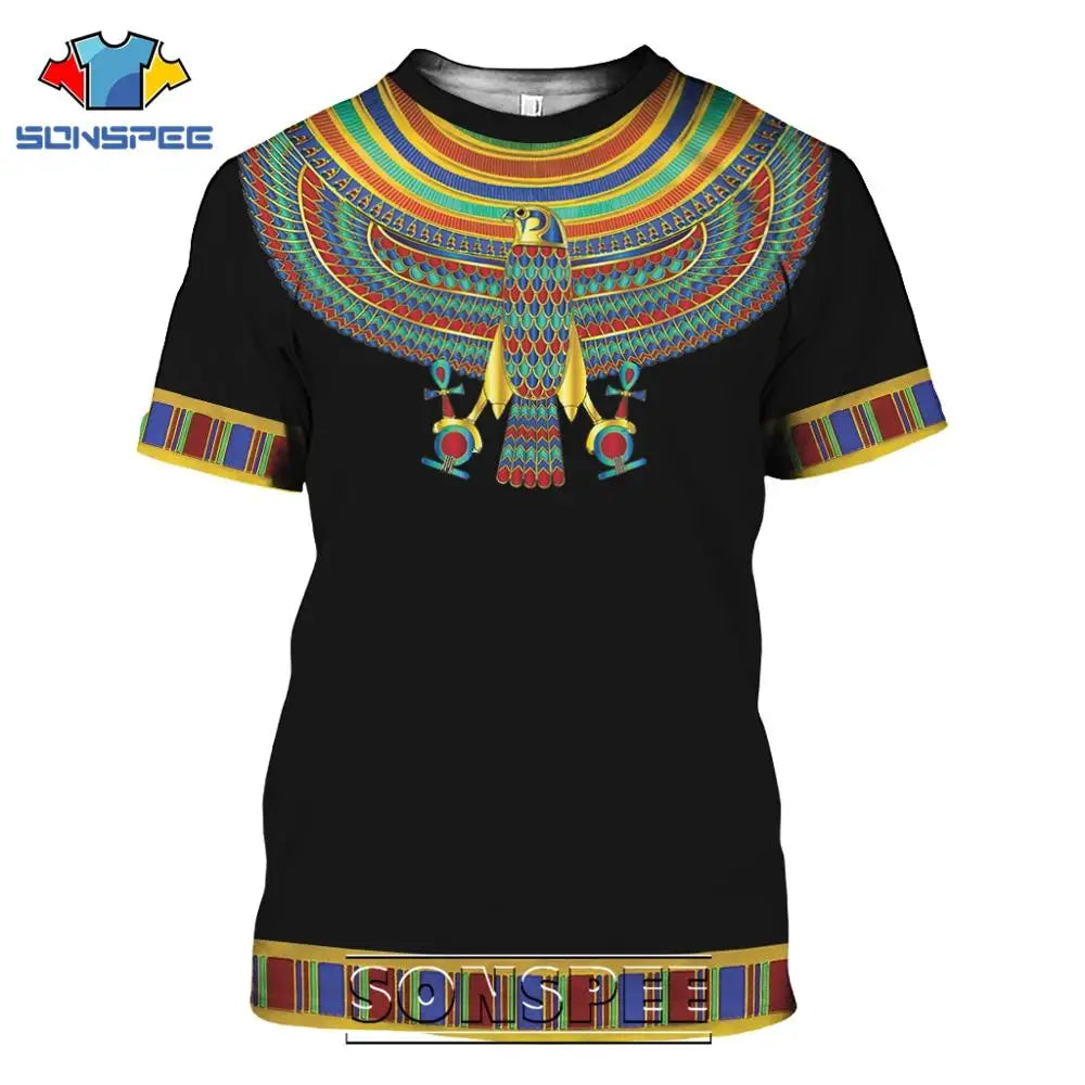 Summer 2024 Men's T-Shirt Casual 3D Printing Ancient Egypt Eye of Horus Egyptian Symbol T-Shirt Men's Women's Short Sleeve Plus