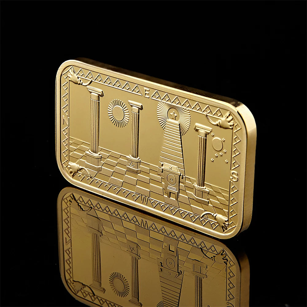 Freemasons Masonic Challenge Coin  Free and Accepted Masons Fine Gold Clad 3D Design With Case Cover