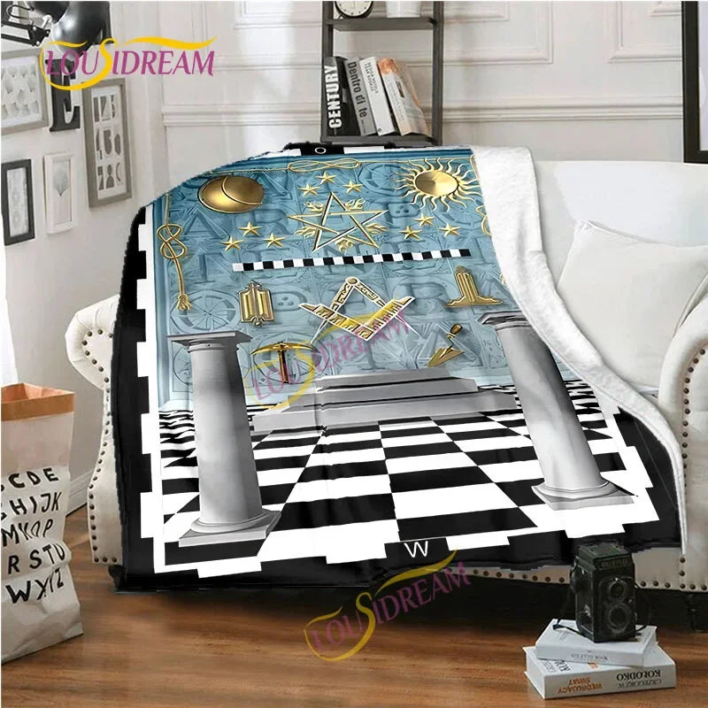 Creative Freemasonry Capital Community Blankets Masonic Lodge Soft Lightweight Thin Sheets Sofa Covers Hiking Warm Blankets.