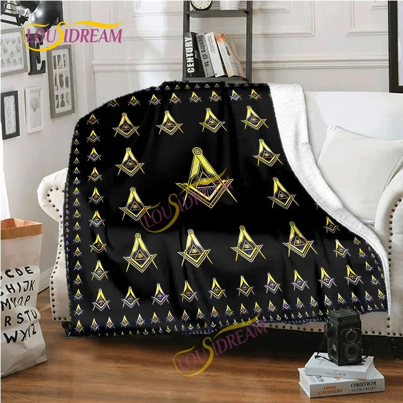 Creative Freemasonry Capital Community Blankets Masonic Lodge Soft Lightweight Thin Sheets Sofa Covers Hiking Warm Blankets.