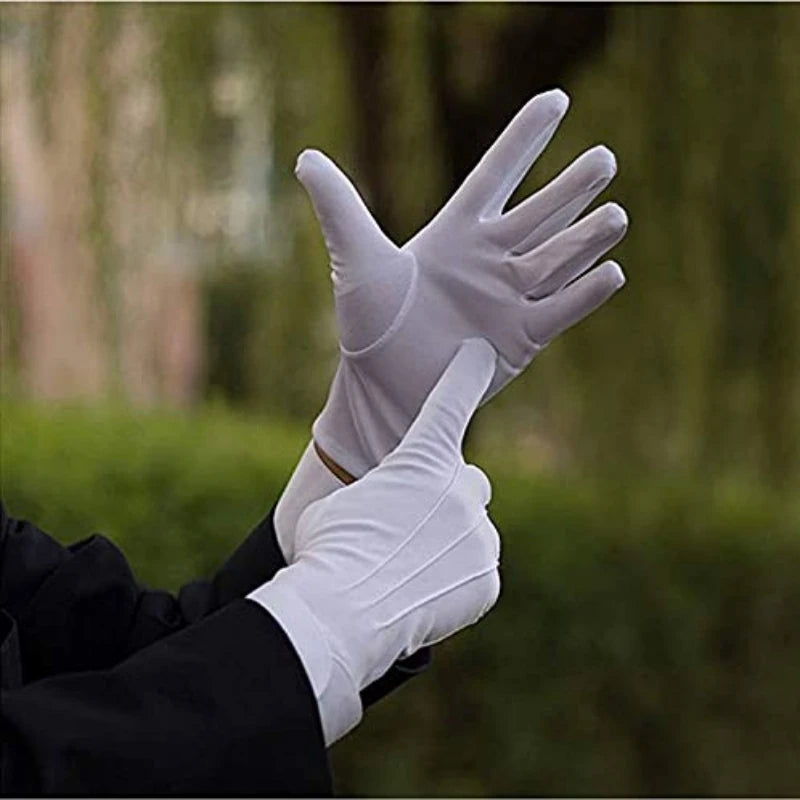 6Pairs White Gloves Pallbearer Funeral Masonic Parade Mittens Dress