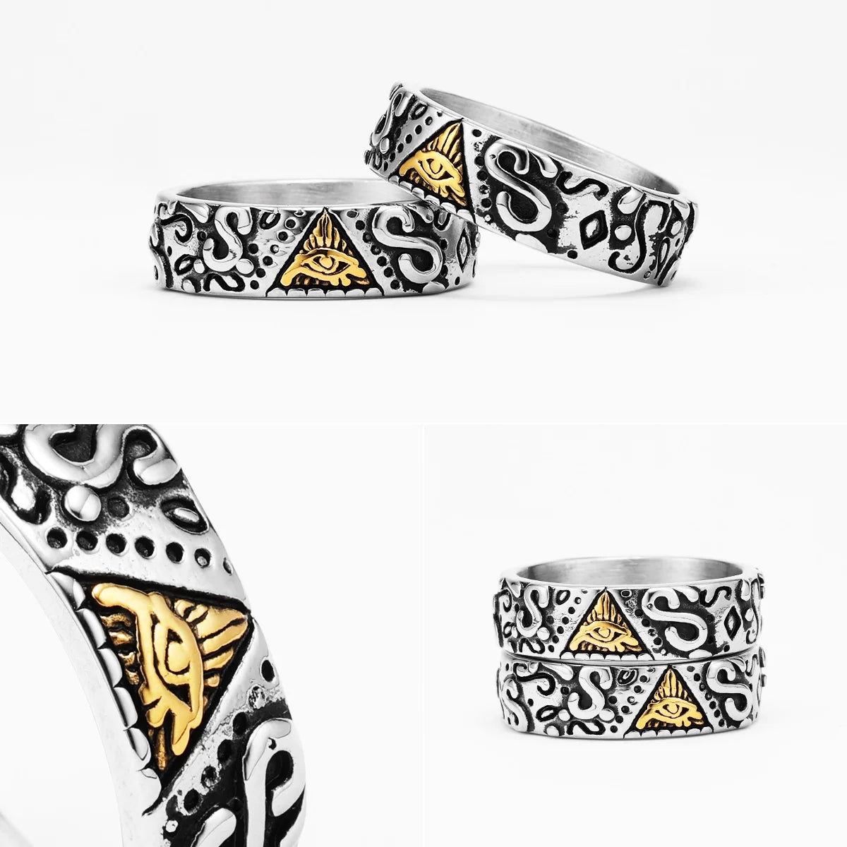 Masonic Eye of Light Men Rings Stainless Steel Women Jewelry Retro Punk New in Rock Cool Fashion Accessories Gift Wholesale