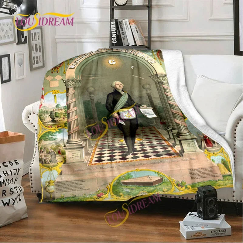 Creative Freemasonry Capital Community Blankets Masonic Lodge Soft Lightweight Thin Sheets Sofa Covers Hiking Warm Blankets.