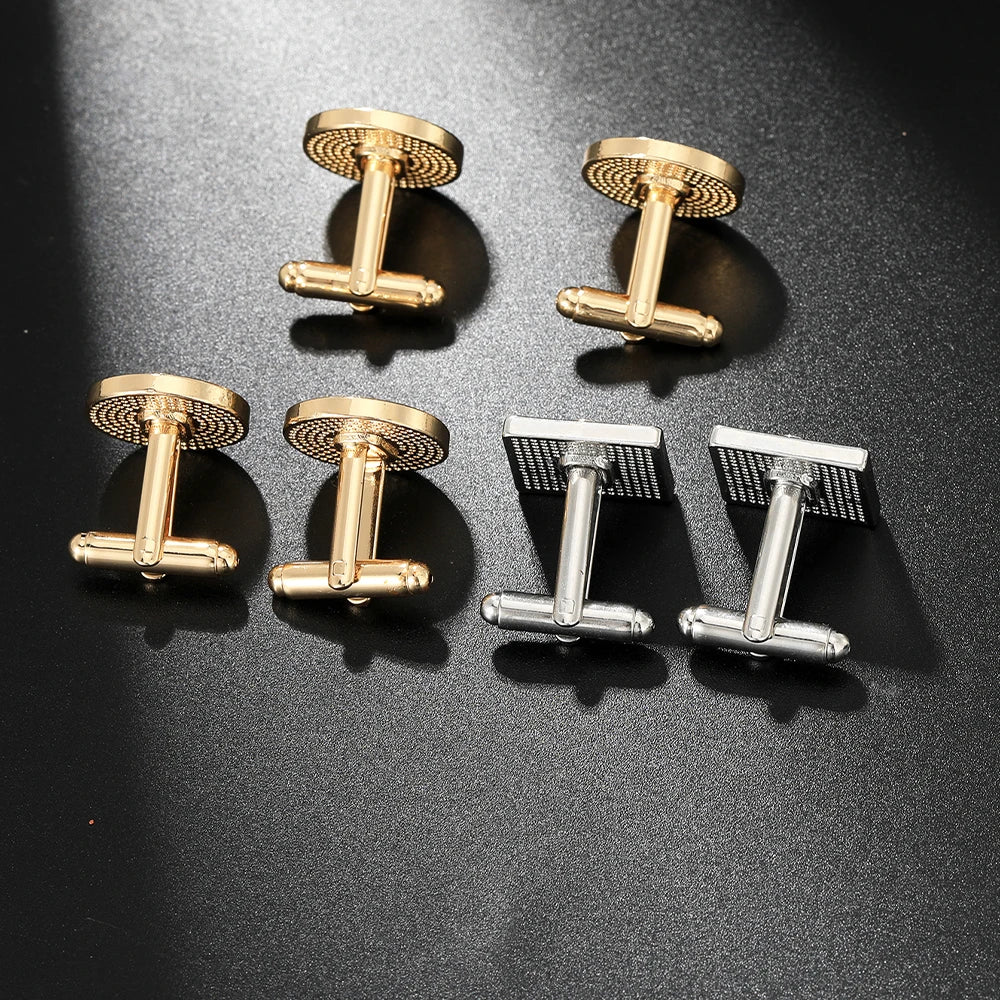 Classic Silvery Mens Masonic Symbols Pattern Square Cufflinks Red And Green Colors Freemason Emblem Round Sleeve Button