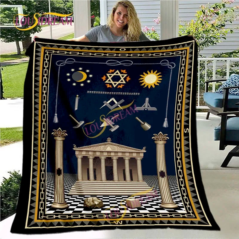 Creative Freemasonry Capital Community Blankets Masonic Lodge Soft Lightweight Thin Sheets Sofa Covers Hiking Warm Blankets.