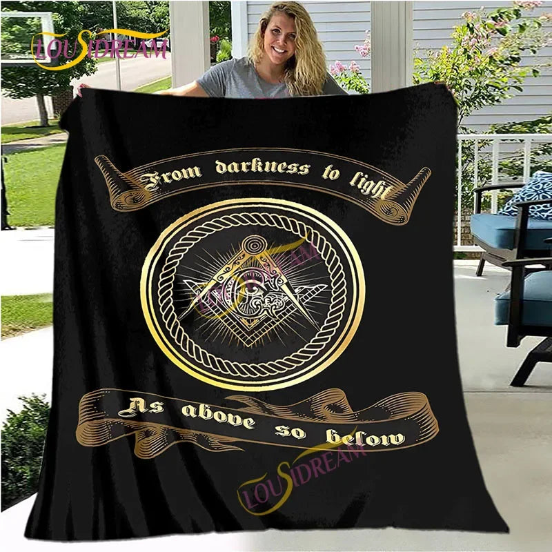 Creative Freemasonry Capital Community Blankets Masonic Lodge Soft Lightweight Thin Sheets Sofa Covers Hiking Warm Blankets.