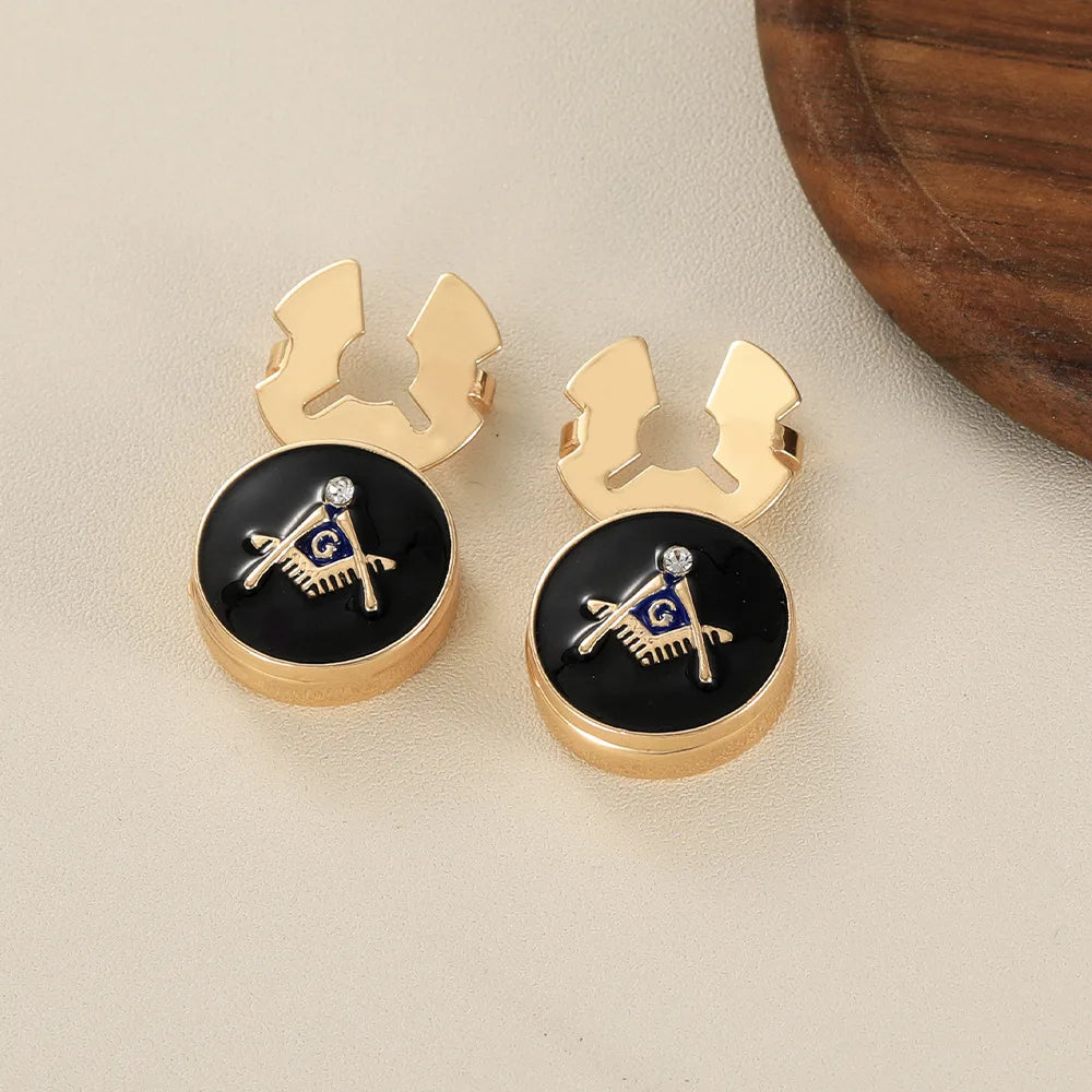 Masonic Cufflinks for Men  European Style Metal Cuff with Masonic Symbol Engraved Design Business Casual Fashion Accessories