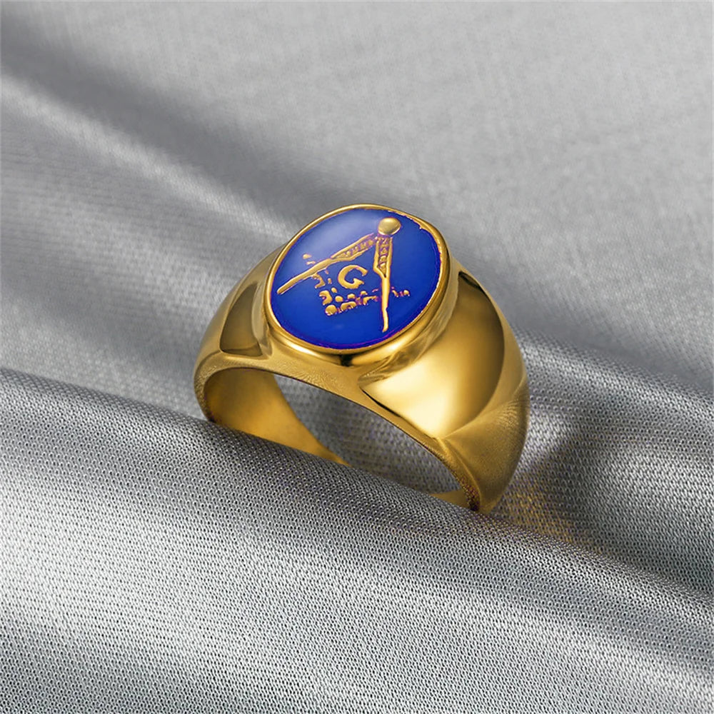 Punk Mason Masonic Symbol Ring Gold Color Stinless Steel Master Rings For Men Women Freemasonry Fashion Party Jewelry Gift 2025