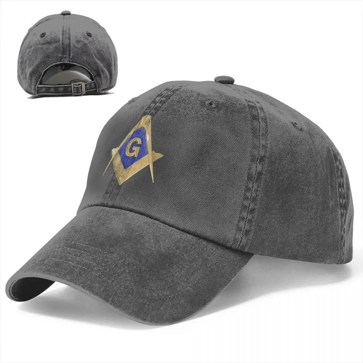 Baseball Cap Snapback Hat Punk Gold Square Compass Masonic Freemason