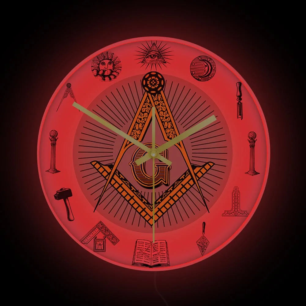The Masonic Exchange White Square Compass Masonic Symbols Wall Clock Freemason Fancy Home Decor Clock Silent Quartz Wall Watch