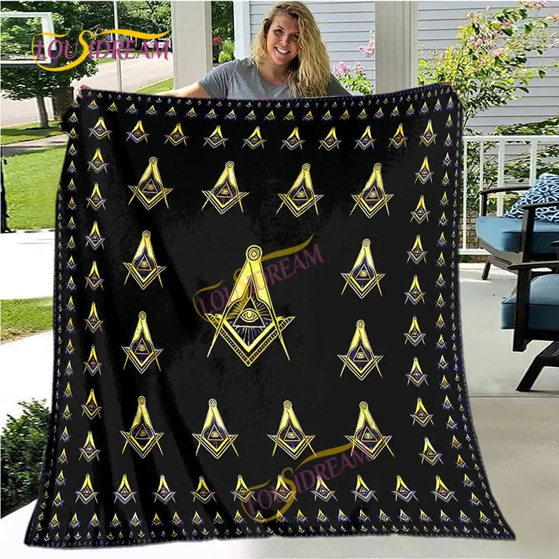 Creative Freemasonry Capital Community Blankets Masonic Lodge Soft Lightweight Thin Sheets Sofa Covers Hiking Warm Blankets.