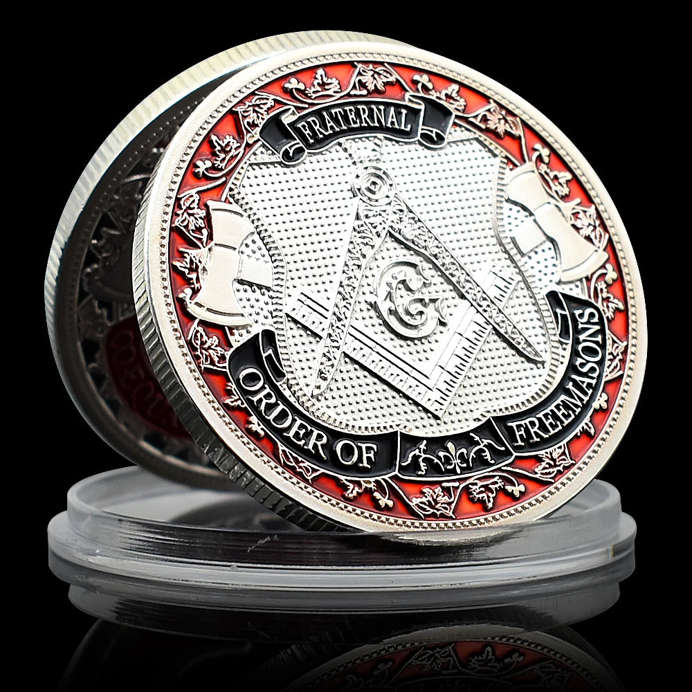 Freemasons Silver Plated Coin Collectibles Souvenir Masonic Masons 3D Commemorative Medal Challenge Coin Gift