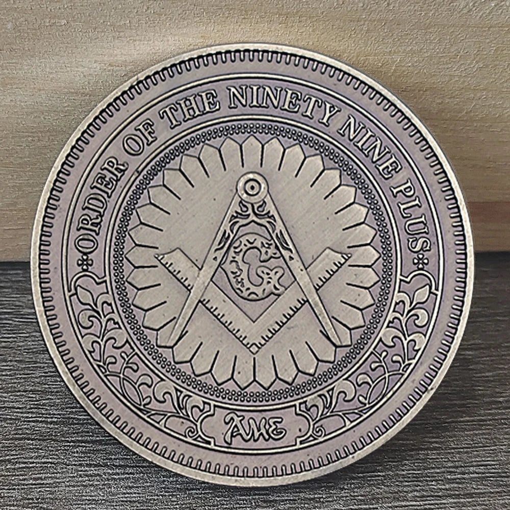 Order of Knights Hospitaller Commemorative Coin - Masonic Compass Square Emblem, Collectible Medieval Secret Society Coin