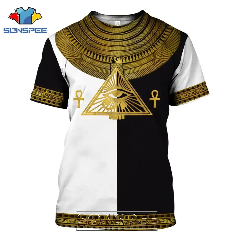 Summer 2024 Men's T-Shirt Casual 3D Printing Ancient Egypt Eye of Horus Egyptian Symbol T-Shirt Men's Women's Short Sleeve Plus
