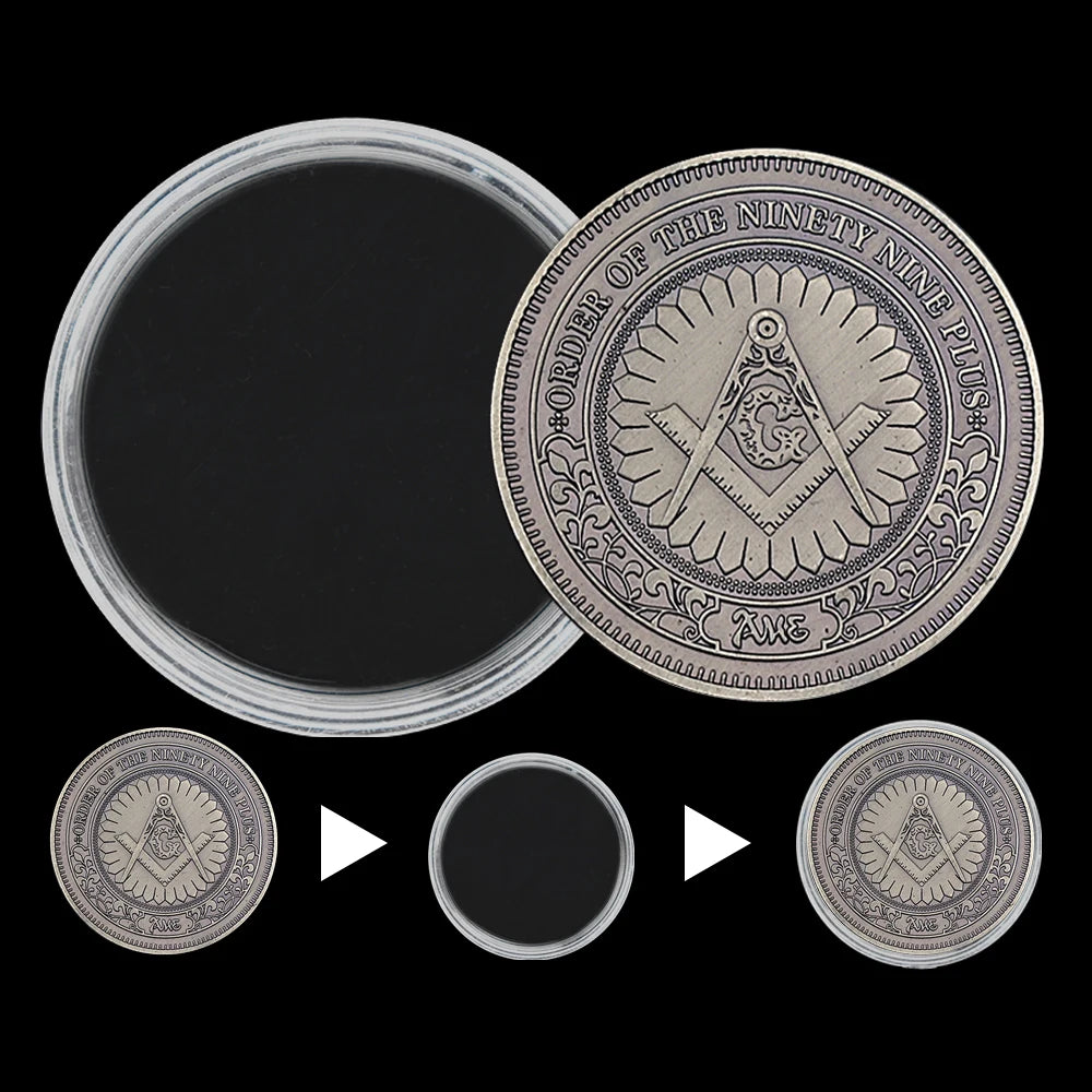 Order of Knights Hospitaller Commemorative Coin - Masonic Compass Square Emblem, Collectible Medieval Secret Society Coin