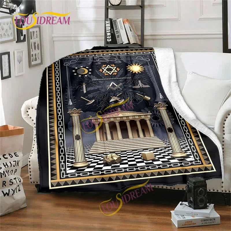 Creative Freemasonry Capital Community Blankets Masonic Lodge Soft Lightweight Thin Sheets Sofa Covers Hiking Warm Blankets.