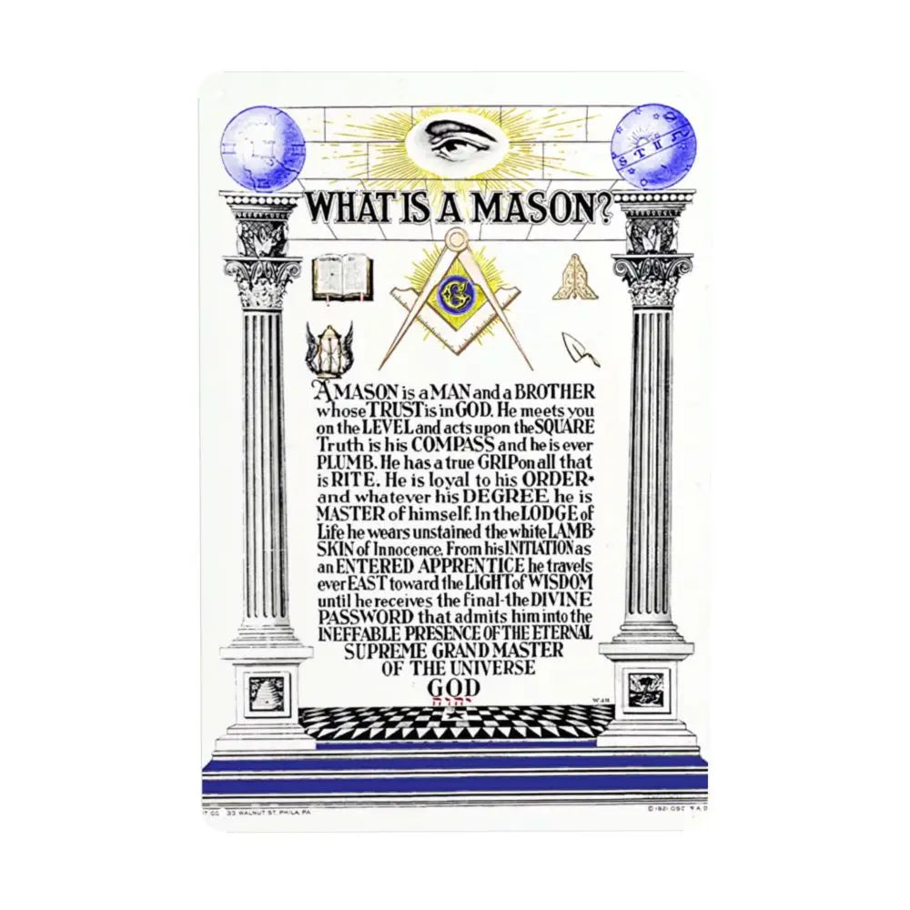 Retro What Is A Masonic Mason Metal Sign Custom POEM Master Mason Freemasonry Tin Plaques Pub Wall Bar Decor Decorations Art