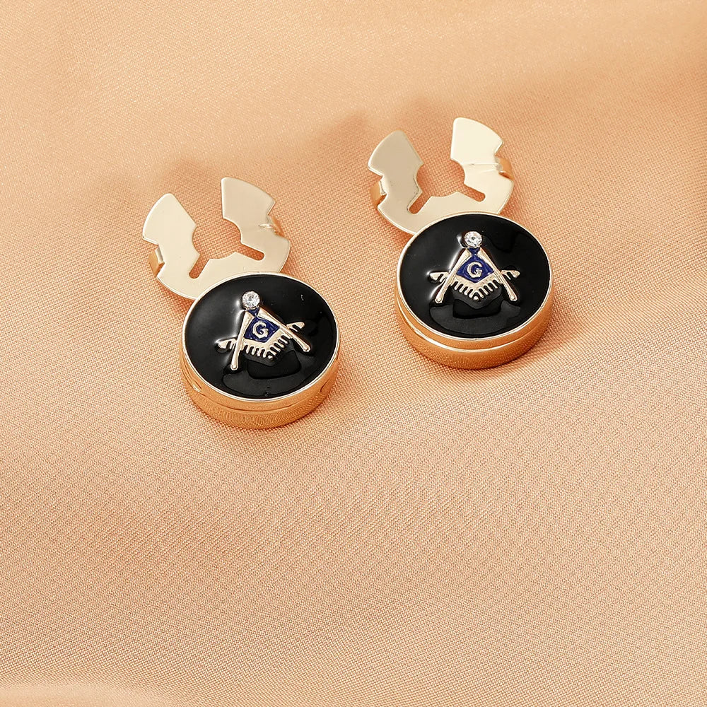 Masonic Cufflinks for Men  European Style Metal Cuff with Masonic Symbol Engraved Design Business Casual Fashion Accessories