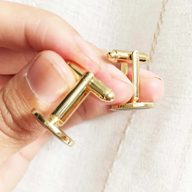 Black Round Shape Enamel Cufflinks Masonic Freemason Square and Compass Free Mason Men Enamel Cuff Links Masonry Sleeve Button