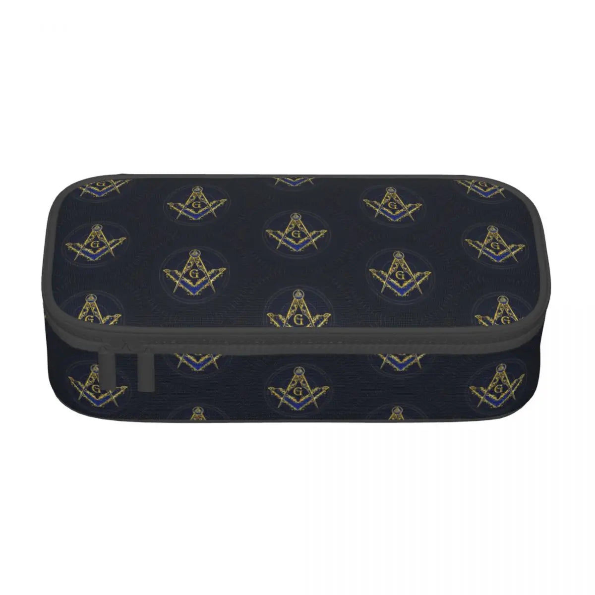 Custom Cute Gold Square Compass Masonic Freemason Pencil Cases for Freemasonry Mason Pencil Pouch School Accessories