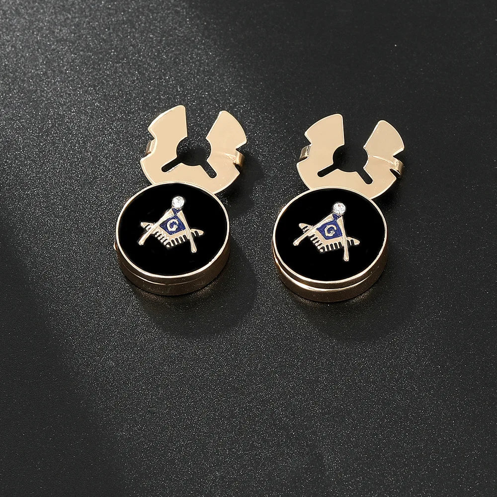 Masonic Cufflinks for Men  European Style Metal Cuff with Masonic Symbol Engraved Design Business Casual Fashion Accessories