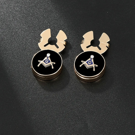 Masonic Cufflinks for Men  European Style Metal Cuff with Masonic Symbol Engraved Design Business Casual Fashion Accessories