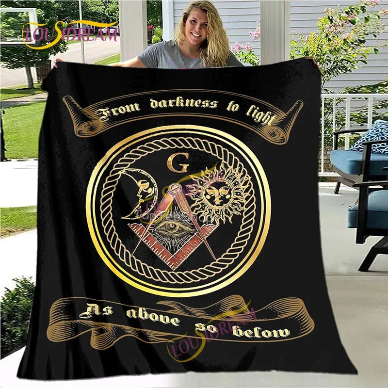 Creative Freemasonry Capital Community Blankets Masonic Lodge Soft Lightweight Thin Sheets Sofa Covers Hiking Warm Blankets.