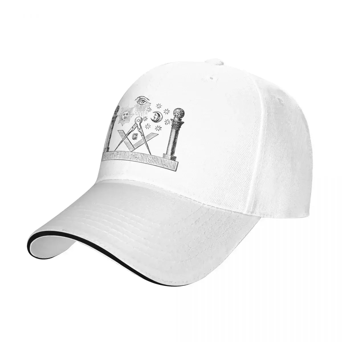 Symbols Of Masonry Freemasonry Baseball Caps Hip Hop Freemason Gold Square Compass Sandwich Cap Unisex Adjustable  Hat