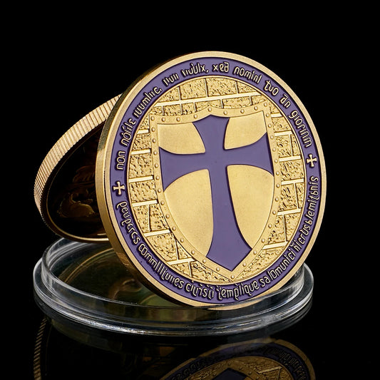 Masonic Exchange Red Knights Templar Crusaders Commemorative Masonic Freemason Silver Plated Coin