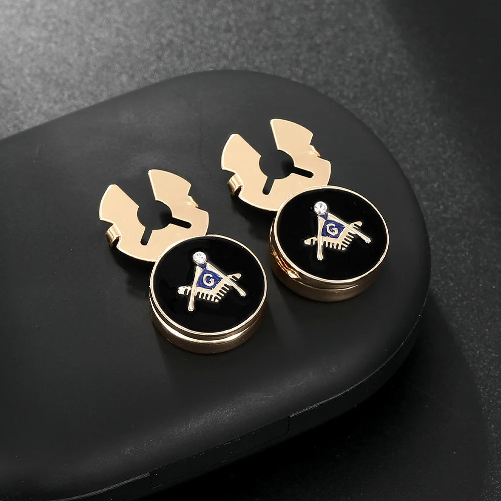 Masonic Cufflinks for Men  European Style Metal Cuff with Masonic Symbol Engraved Design Business Casual Fashion Accessories