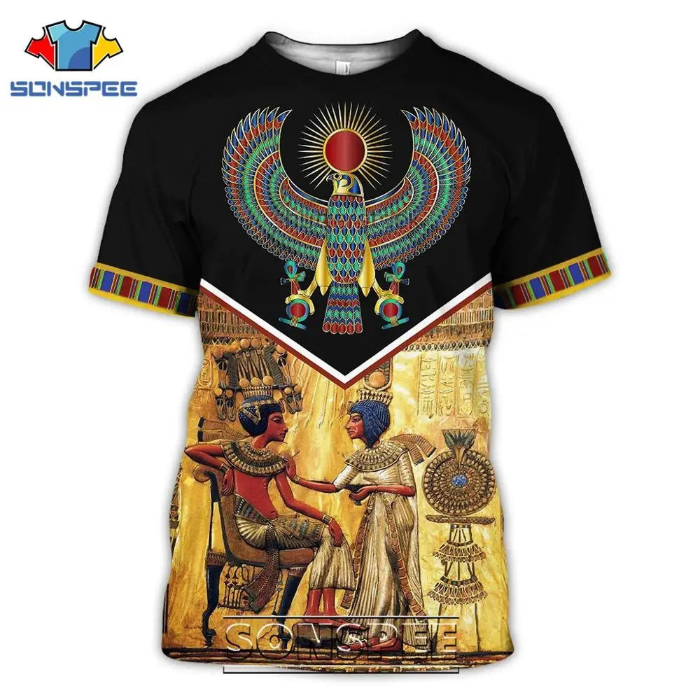 Summer 2024 Men's T-Shirt Casual 3D Printing Ancient Egypt Eye of Horus Egyptian Symbol T-Shirt Men's Women's Short Sleeve Plus